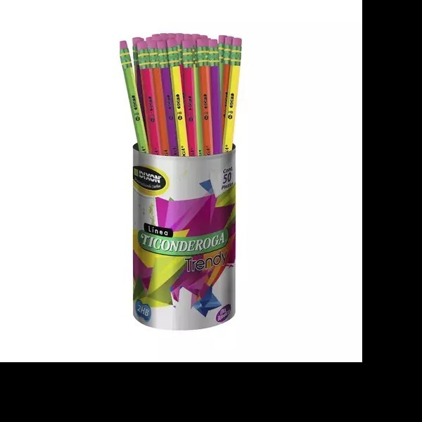 LAPIZ GRAFITO 2 TICONDEROGA NEON HEXAG. BOTE C50 PZAS